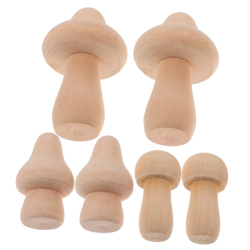 Homoyoyo 6 Stück Teiliges Naturbelassene Mini Holzpilze zum Bemalen DIY Holzrohlinge für Bastelprojekte Kreative Holzfiguren Dekoration Handbemalt Geeignet von Homoyoyo