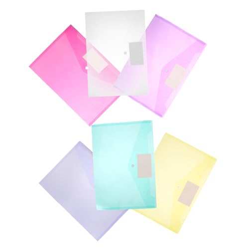 Homoyoyo 6 Stück Teiliges Transparente Wasserfeste Dokumententaschen mit Druckknopf Abheftbar aus Strapazierfähigem PP Kunststoff Praktische Farbige Ordner zur Übersichtlichen Büro und von Homoyoyo