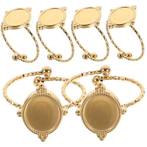 Homoyoyo 6 Stück Teiliges Verstellbare Ringrohlinge Offene Ringbasis für DIY Schmuckherstellung Langlebig Robust Vielseitig Einsetzbar in Gold von Homoyoyo