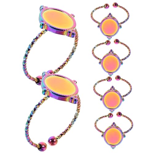 Homoyoyo 6 Stück Teiliges Verstellbare Ringrohlinge mit Flachem Fassungsboden DIY Schmuckzubehör für Fingerringe Leicht und Langlebig für Bastelprojekte und Geschenke von Homoyoyo