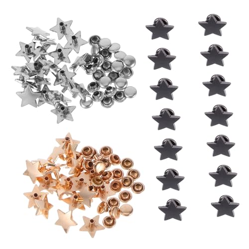 Homoyoyo 60 Sätze Teiliges Fünf punkte Stern Nieten aus Legierung Modische DIY Metall Stern nietknöpfe für Kleidung Schuhe Taschen und Accessoires Einfache Montage Langlebig und Vielseitig von Homoyoyo