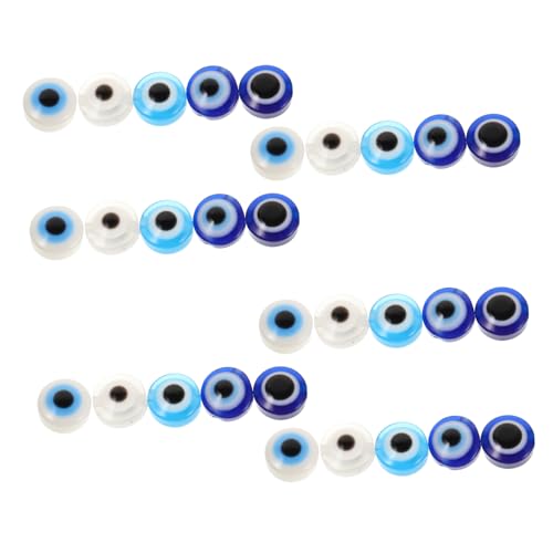 Homoyoyo 60 Stück Evil Eye Perlen Handgemachte Flache Runde Spacer Beads für DIY Armbänder Schmuckherstellung für Kreative Bastelprojekte von Homoyoyo