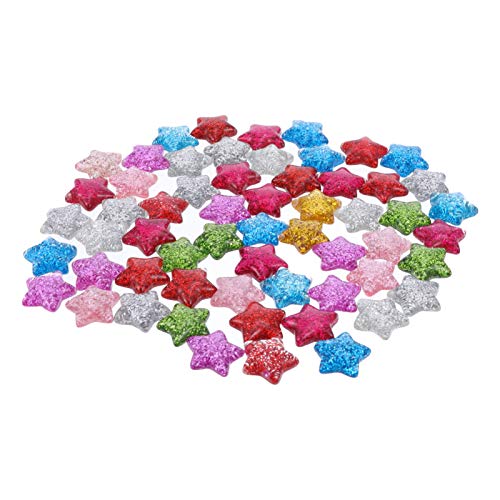 Homoyoyo 60 Stück Glitzer Sterne Perlen Resin DIY Bastelmaterial für Kreative Projekte Hitzebeständig und Langlebig für Fotoalben Tassen und Deko von Homoyoyo