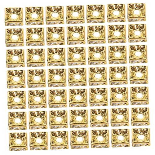 Homoyoyo 60 Stück Goldene Quadratische Spacer Perlen mit Funkelnden Strasssteinen Leicht und Langlebig für Schmuckherstellung Geeignet für Armbänder Halsketten Ohrringe und Diy von Homoyoyo
