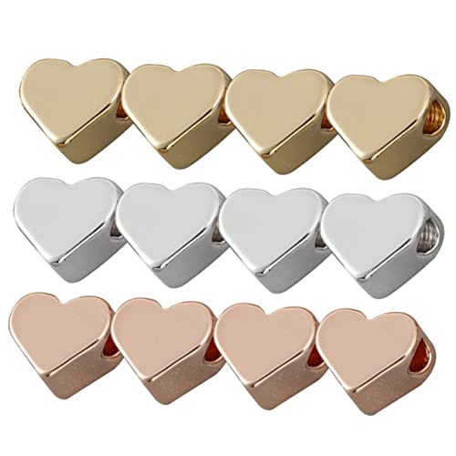 Homoyoyo 60 Stück Herzperlen Spacer Perlen für DIY Armbänder Metall Herzform Bastelperlen Silber Gold und Roségold für Kreative Schmuckprojekte von Homoyoyo