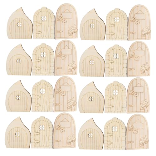 Homoyoyo 60 Stück Teiliges DIY Holz Miniatur Tür und Fenster Beige Unlackiert für Kreative Wohnraumdekoration und langlebig vielseitig platzierbar für Familie und Party von Homoyoyo