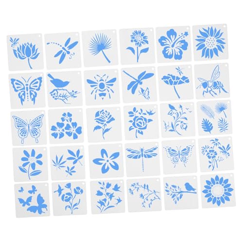 Homoyoyo 60 Stück Teiliges Schablonen Blumen Schmetterling Motive Flexible und Langlebige Malvorlagen für Holz Wand DIY Bastelarbeiten Kreative Gestaltung mit Vielfältigen Mustern von Homoyoyo