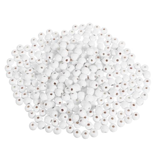 Homoyoyo 600 Stück Weiße Naturbelassene Holz-perlen zum Basteln Runde Spacer Beads für DIY Schmuckherstellung Armbänder und Halsketten Leichte Holzperlen für Kreative Dekorationen von Homoyoyo