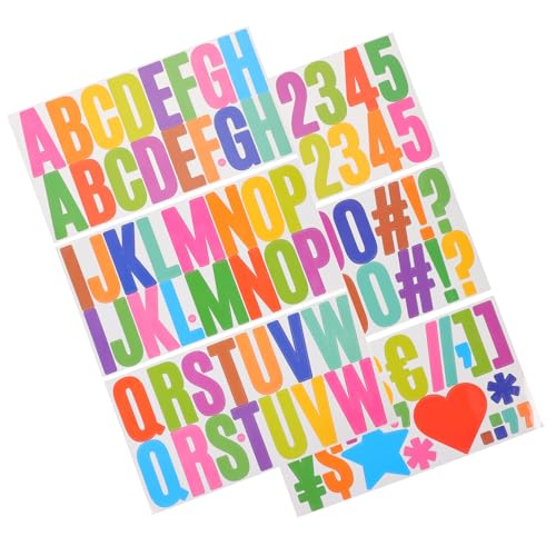 Homoyoyo 6Blätter Selbstklebende und Zahlenaufkleber Farbenfrohe Alphabet und Zahlenaufkleber für Kreative Dekorationen für Briefe Fenster Türen und Bastelprojekte von Homoyoyo