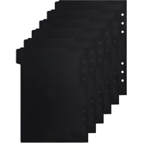 Homoyoyo 6PCS Schwarze PP Notizbuchteiler, 6-Loch Registerkarten-Trenner, Seitentrenner für A5 Notizbuch, 20.8 x 15 cm, 6 Seiten von Homoyoyo
