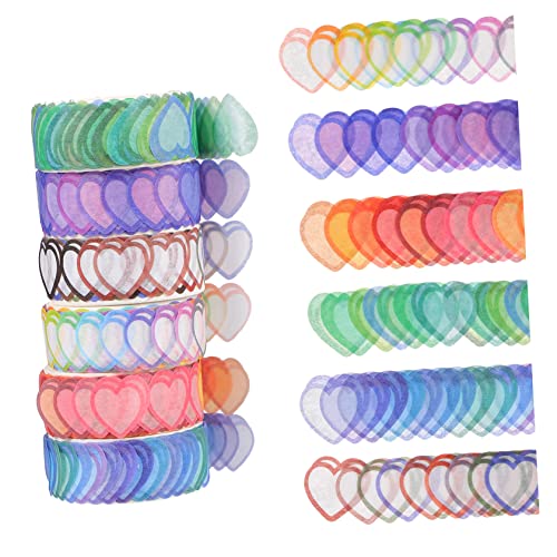 Homoyoyo 6Rollen Herz Washi Tape Dekorative Klebebänder für Scrapbooking Journaling DIY Projekte Leicht Abzuziehen Rückstände für Notizbücher und Kalender von Homoyoyo