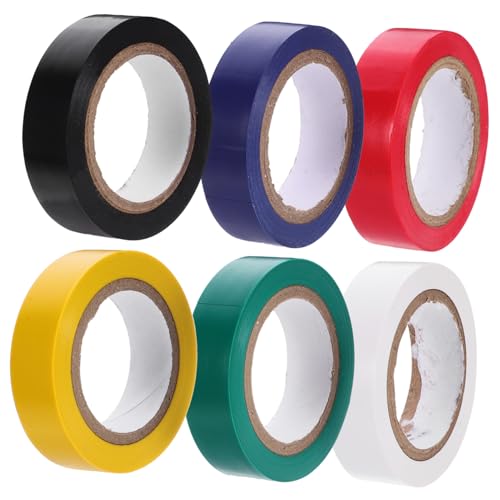 Homoyoyo 6Rollen Pack Elektrikerband Multifunktionales Isolierendes Klebeband für Kabel Drähte für Elektrogeräte Autoverkabelung DIY Projekte von Homoyoyo