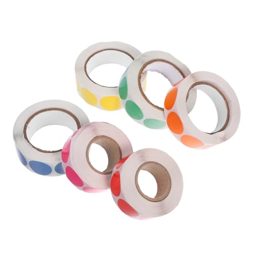 Homoyoyo 6Rollen Punktaufkleber Farbcodierungsetiketten Selbstklebende Runde Aufkleber pro Rolle Vielseitig Einsetzbar für Büro Schule und von Homoyoyo