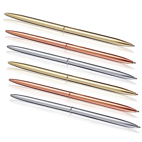 Homoyoyo 6Stücke Metall Kugelschreiber Roségold Und Ergonomische Schreibgeräte Für Büro Und Schule Nachfüllbare Tintenroller Für Täglichen Gebrauch von Homoyoyo