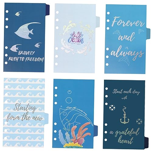 Homoyoyo 6Stücke Teiliges Nachfüllpapier Ozeanstil Binder Langlebige Trenner und Organisator für Schule und Büro für Karteikarten und Lockere von Homoyoyo