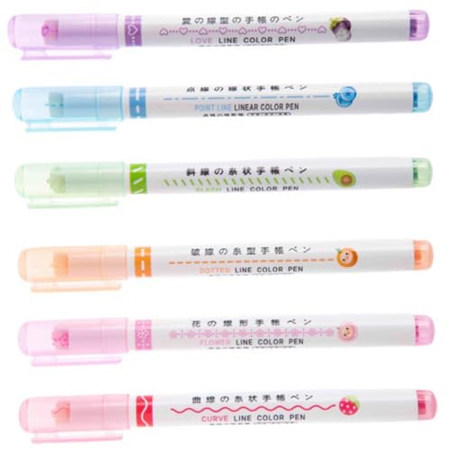 Homoyoyo 6Stücke Teiliges Set Handgezeichnete Marker für Journaling und Notizen Schmaler Textmarker mit Trocknung für Schule und Bürobedarf Homoyoyo 6Stücke Teiliges Set Handgezeichnete Marker für Journaling und Notizen Schmaler Textmarker mit Trocknung für Schule und Bürobedarf von Homoyoyo