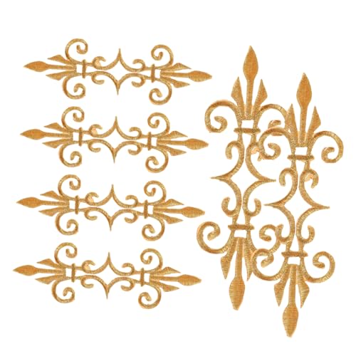 Homoyoyo 6pcs Lange Blätter Applique Gold Blume Stickflecken Für Brautkleider DIY Iron Auf Stickflächen Für Kostüme Retro Gestickte Applikationen von Homoyoyo