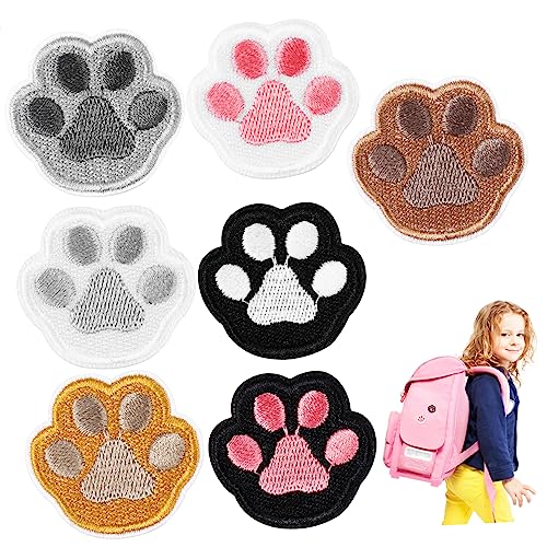 Homoyoyo 7 Stück Hundepfoten Patch Stoffaufkleber Kleidung selbstklebende Pfotenpflaster Jacke Pfotenabdruck Aufnäher Pfote aufnähen Stickerei-Applikationspatch Polyester von Homoyoyo