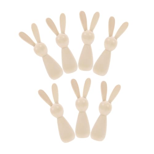 Homoyoyo 7 Stück Unlackierte Holz Rabbit Peg Dolls für Kreative Bastelprojekte Natürliche Holzfiguren für Ostern Deko Interaktive Basteltiere für Spielzimmer und Zuhause von Homoyoyo