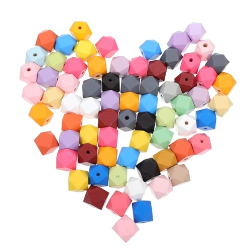 Homoyoyo 70Stücke Bunte Holzperlen DIY Geometrische Achteckige Perlen für Armbänder und Dekorationen für Kreative Bastelprojekte und Persönliche von Homoyoyo