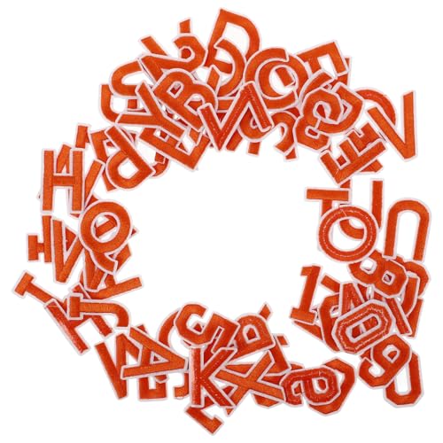 Homoyoyo 72 Stück Aufbügelbare Buchstaben und Zahlen Patches für Kleidung Gestickte Applikationen Orange für Team Shirts Hüte und Jeans DIY Zubehör von Homoyoyo
