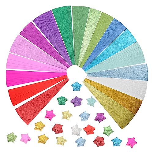 Homoyoyo 720Blätter Exquisite Origami Papierstreifen Glitzer Sterne Faltpapier Farben DIY Kunsthandwerkspapier Für Bastelarbeiten Schulprojekte Und Dekorationen von Homoyoyo