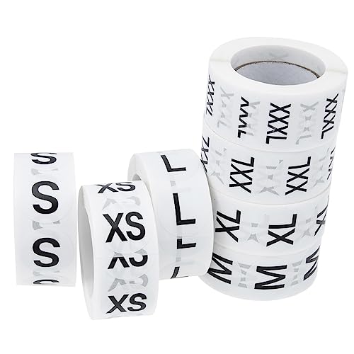 Homoyoyo 7Rollen Kleidung Größenaufkleber Selbstklebende Etiketten für Shirts Praktische Größenetiketten für Bekleidung für Einzelhandel und von Homoyoyo