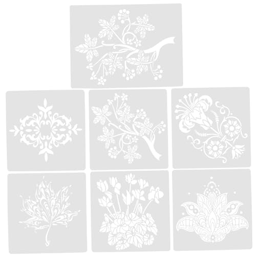 Homoyoyo 7Stücke Dekorative Pflanzenschablonen DIY Malzubehör für Mehr Kreative Hohlschablonen für Lebendige Blumenelemente und Designs von Homoyoyo