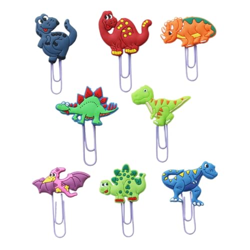 Homoyoyo 8 Stück Dinosaurier-Lesezeichen Lesezeichenklammern tierische Büroklammer Sammelalbum Büroklammer kleine Dateiclips Office -Datei Clips kleine Büroklammern PVC Zufällige Farbe von Homoyoyo