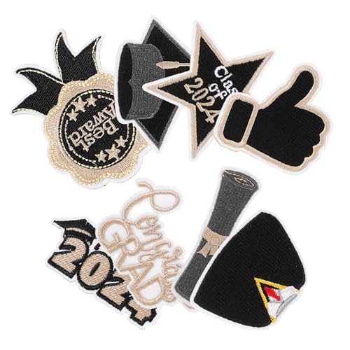 Homoyoyo 8 Stück Gestickte Abschluss Patches für Kleidung Aufbügelflicken zur Reparatur und Dekoration DIY Applikationen für Taschen und Bekleidung Graduation Style von Homoyoyo
