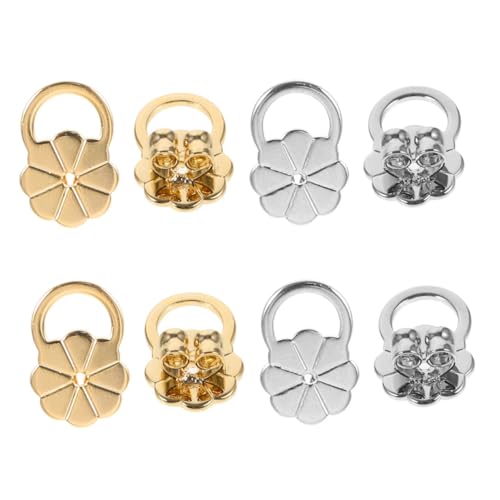 Homoyoyo 8 Stück Ohrringheber für Hängende Ohren Verstellbare Ohrringstützen für Schwere Ohrringe Langlebige Ohrstecker Verschlüsse Blumenform Silberne und Goldene Farben von Homoyoyo