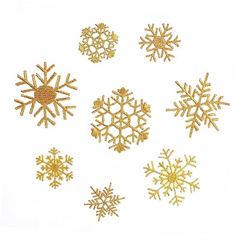 Homoyoyo 8 Stück Stoffaufkleber mit Schneeflocken schuhreparatur funky Weihnachtsschneeflockenflecken Winterapplikation mit Schneeflocken Weihnachtspatch Patches nähen künstliches Stickgarn von Homoyoyo