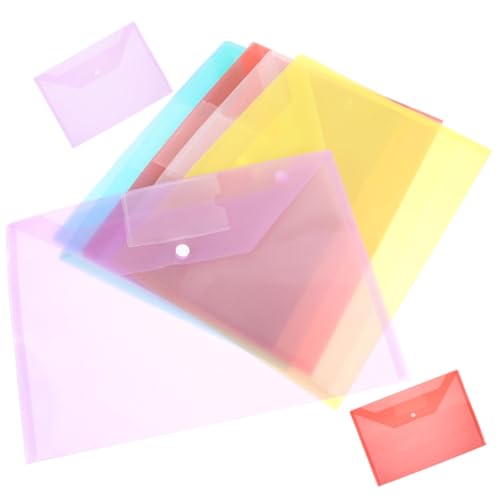 Homoyoyo 8 Stück Teiliges Dokumententaschen mit Druckknopf Transparente Kunststoff Ordner für Büro Leichte und Strapazierfähige File Organizer Praktische Aufbewahrung für Rechnungen und von Homoyoyo