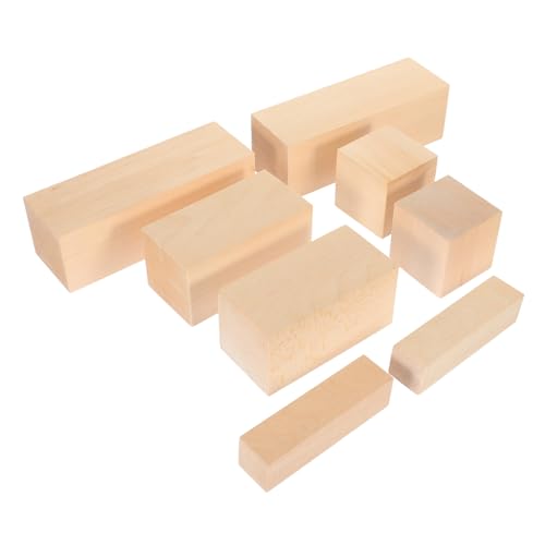 Homoyoyo 8 Stück Teiliges Lindenholz Schnitzset Unbehandelte Holzblöcke mit Glatter Oberfläche Vielseitiges Holzschnitzmaterial Sichere Bastelblöcke für DIY Handwerksprojekte Kompakt und von Homoyoyo