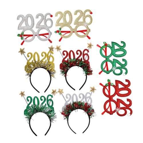 Homoyoyo 8stücke Silvester-party-brillen Und Stirnbänder Mit Glitzer Silvester-accessoires Für Fotos Und Feiern Aus Leichtem Material von Homoyoyo