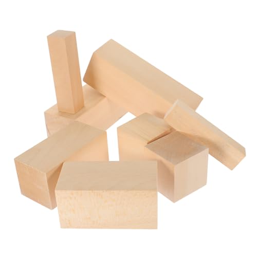 Homoyoyo 8 Stück Unbehandelte Holzblöcke Holz Schnitzrohlinge Glatte Oberfläche Handliche Sicher für DIY Schnitzen und Basteln von Homoyoyo
