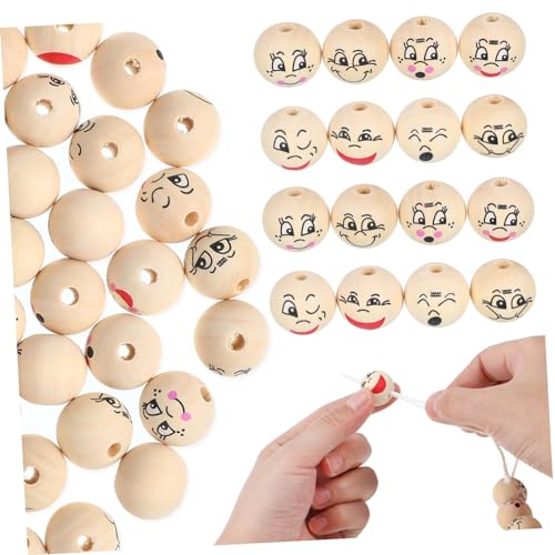 Homoyoyo 80 Stück Holzperlen mit Gesicht Runde Holzperlen für Schmuck und Bastelarbeiten DIY Bastelperlen mit Vorgebohrten Löchern für Armbänder und Homoyoyo 80 Stück Holzperlen mit Gesicht Runde Holzperlen für Schmuck und Bastelarbeiten DIY Bastelperlen mit Vorgebohrten Löchern für Armbänder und von Homoyoyo