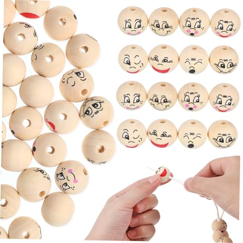 Homoyoyo 80 Stück Holzperlen mit Lächelndem Gesicht Runde Bastelperlen mit Großen Bohrungen Handgefertigte Spacer Beads für Schmuckherstellung DIY Armbänder Kreative Holzperlen zum Homoyoyo 80 Stück Holzperlen mit Lächelndem Gesicht Runde Bastelperlen mit Großen Bohrungen Handgefertigte Spacer Beads für Schmuckherstellung DIY Armbänder Kreative Holzperlen zum von Homoyoyo