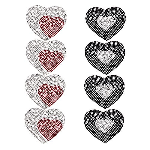 Homoyoyo 8Stücke Teiliges Herzförmiges Strass Pflaster Dekorative Applikationen für Kleidung und Taschen Selbstklebende Strasssteine für DIY Projekte und Styles von Homoyoyo