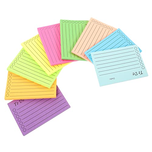 Homoyoyo 9 Stück Fluoreszierende Farben Bunte Haftkraft Notizblöcke Abnehmbarer Notizblock Für Schreibwaren Liniert Klebrig Kompakte Notizblöcke Büro Memo Aufkleber Papier von Homoyoyo