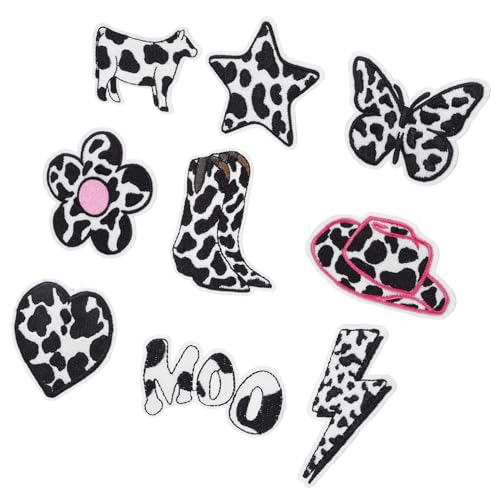 Homoyoyo 9 Stück Teiliges Lustige Schwarze und Weiße Aufnäher zum Aufbügeln Kreative Stoffapplikationen mit Kuh und Herzdesigns Selbstklebend für DIY Kleidung Reparatur und Individuelle Homoyoyo 9 Stück Teiliges Lustige Schwarze und Weiße Aufnäher zum Aufbügeln Kreative Stoffapplikationen mit Kuh und Herzdesigns Selbstklebend für DIY Kleidung Reparatur und Individuelle von Homoyoyo