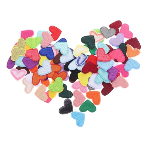 Homoyoyo 93 Stück Teiliges Bügelbilder Herzform Bestickte Stoffpatches zum Aufbügeln und Nähen Bunte Herz-aufnäher für Kleidung Reparatur und Dekoration Vielseitig für Jacken Rucksäcke von Homoyoyo