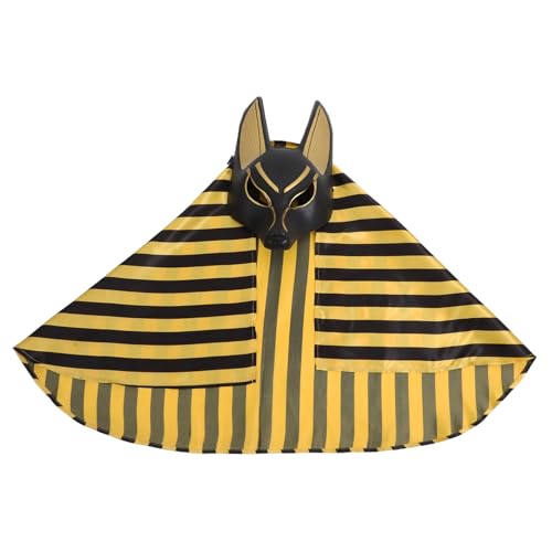 Homoyoyo Ägyptische Anubis Maske mit Kopftuch Gruseliges Halloween Kostüm Set Leichte Masquerade für Erwachsene Karneval Cosplay Fasching Party Zubehör von Homoyoyo