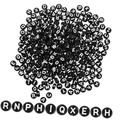 Homoyoyo Acryl Buchstabenperlen zum Auffädeln mit Schwarze Flache DIY Perlen für Armbänder Halsketten Schmuckherstellung und Bastelarbeiten Vielseitig für Handwerksprojekte von Homoyoyo