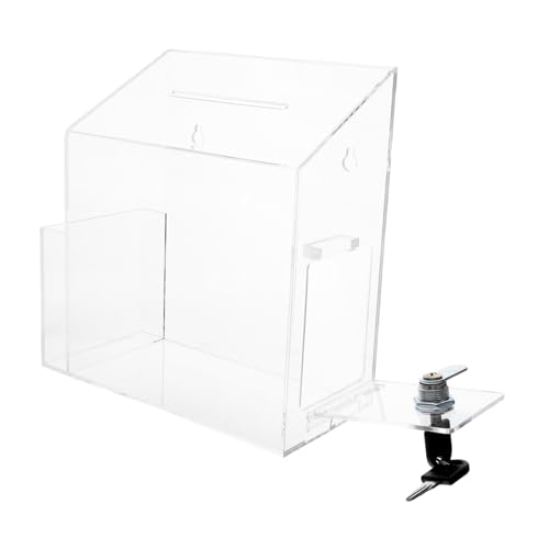 Homoyoyo Acryl Spendendose mit Schloss Transparente Sammelbox für Vereine Büro und Schule Kompakte Robuste Vorschlags und Wahlbox für Einfache Nutzung und Platzsparende Aufbewahrung von Homoyoyo