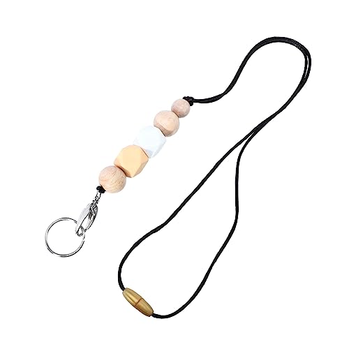 Homoyoyo Arbeits Karte Hängen Kette Abzeichenhalter Lanyards Für Frauen Ausweisclip Schlüsselband Für Id-karten Halsketten Für Frauen Büroabzeichenkette Abzeichen-clip Holzperlen von Homoyoyo