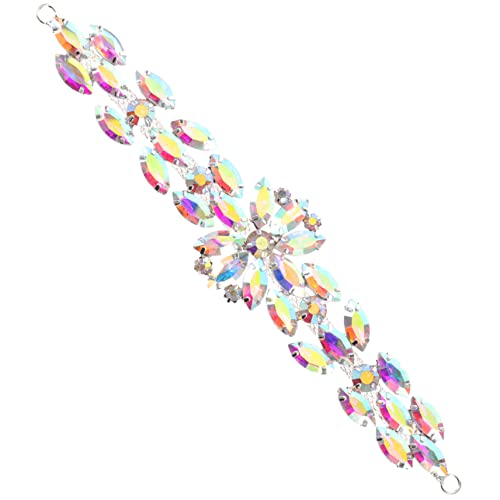 Homoyoyo Augendiamantblume Junggesellin Kleid Applikationen Braut- Braut als Dekoration Schärpe Miederapplikation aus Strass Strasssteine ​​Brautschärfengürtel Hochzeitszubehör Silber- Bunt von Homoyoyo
