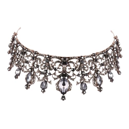 Homoyoyo Barock Hochzeit Krone Damen Haarschmuck aus Langlebiger mit Funkelnden Strasssteinen Rostfrei Eleganter Kopfschmuck für Halloween Kostüm Party und von Homoyoyo