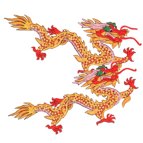Homoyoyo Bestickte DIY Drachen Applique Patches zum Aufbügeln Rote Stoffaufnäher für Kleidung und Jacken Praktische und Leichte Verzierungen zum Nähen und Reparieren von Mänteln und von Homoyoyo