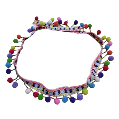 Homoyoyo Bunte Pom Pom Fransenborte für DIY Basteln Leichte Atmungsaktive Quasten zum Nähen Kleidung Vorhänge Kissen für Hochzeiten Geburtstage Valentinstag und Partydekorationen von Homoyoyo